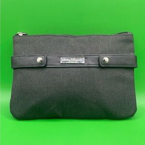Salvatore Ferragamo Avianca Black Toiletry Case Luxury  Makeup Bag  #30